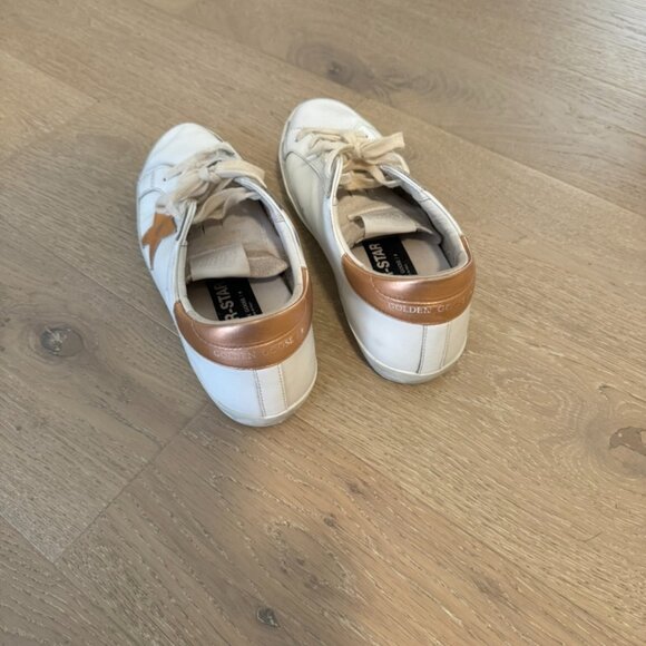 Golden Goose Super Star Low Too Sneaker- Optic White with Peach Pink Metallic - Picture 3 of 5